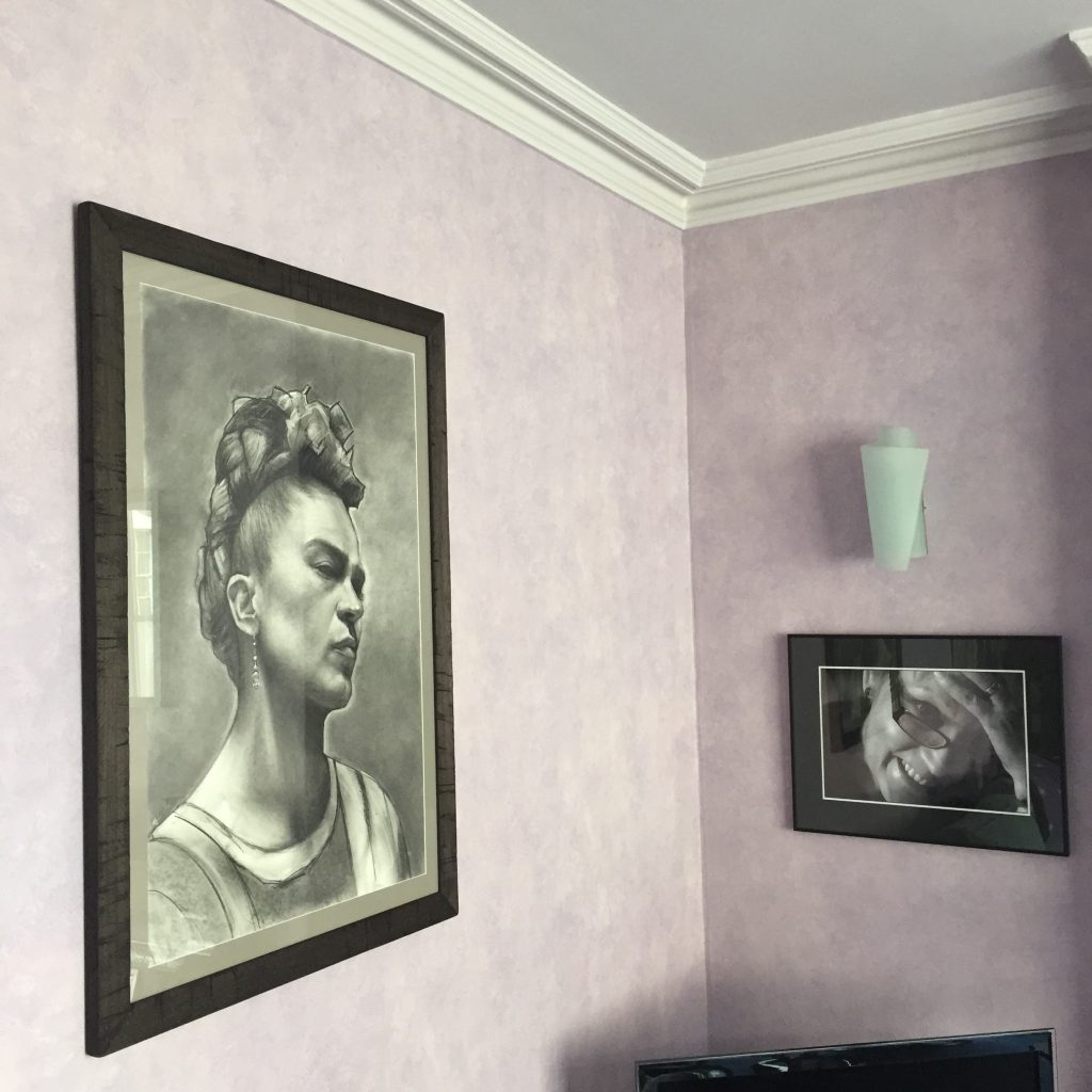 Charcoal on paper drawing of Frida Khalo